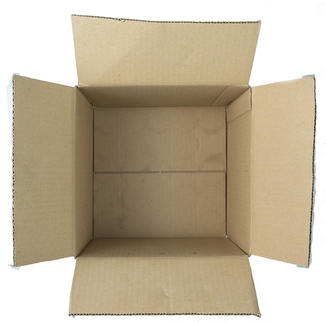 vnitřek kartonové krabice
